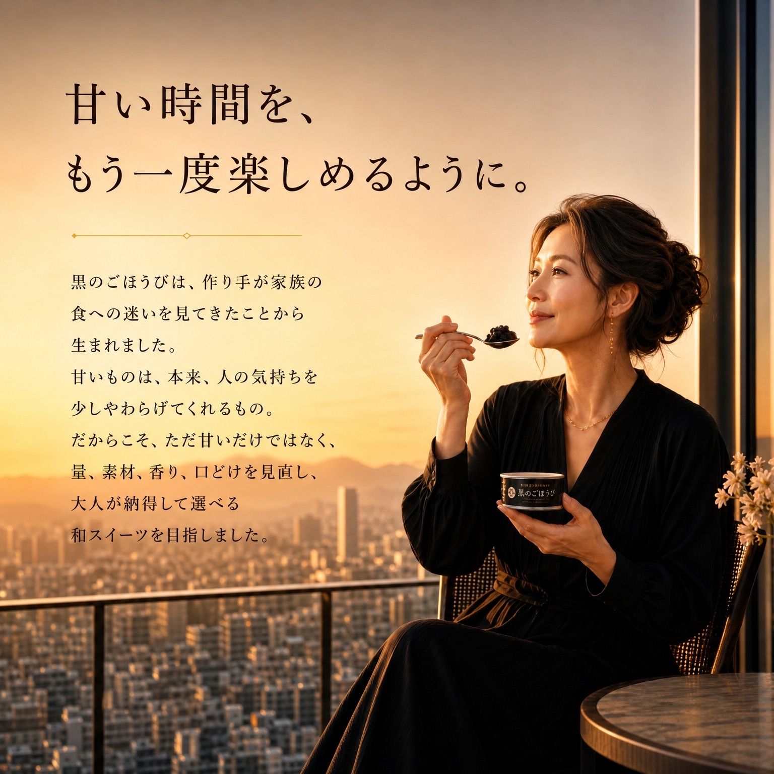 甘い時間を、もう一度楽しめるように。量、素材、香り、口どけを見直し、大人が納得して選べる和スイーツを目指しました。